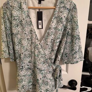 Banana Republic Floral Wrap Top NWT